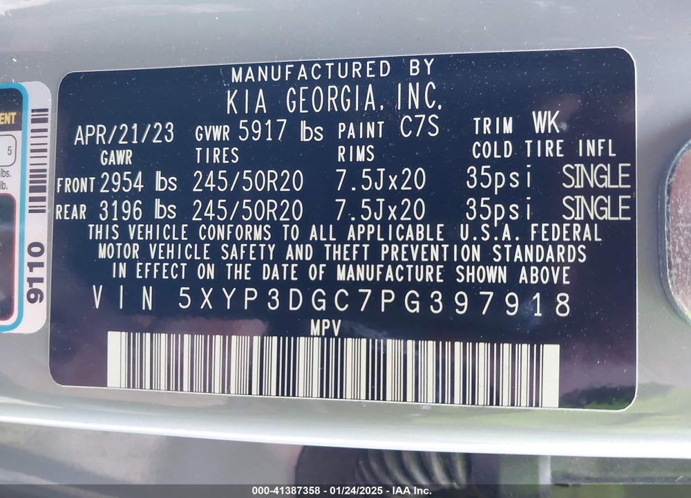 2023 KIA TELLURIDE EX X-LINE VIN: 5XYP3DGC7PG397918