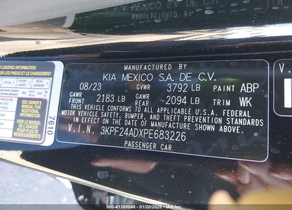 2023 KIA FORTE VIN: 3KPF24ADXPE683226