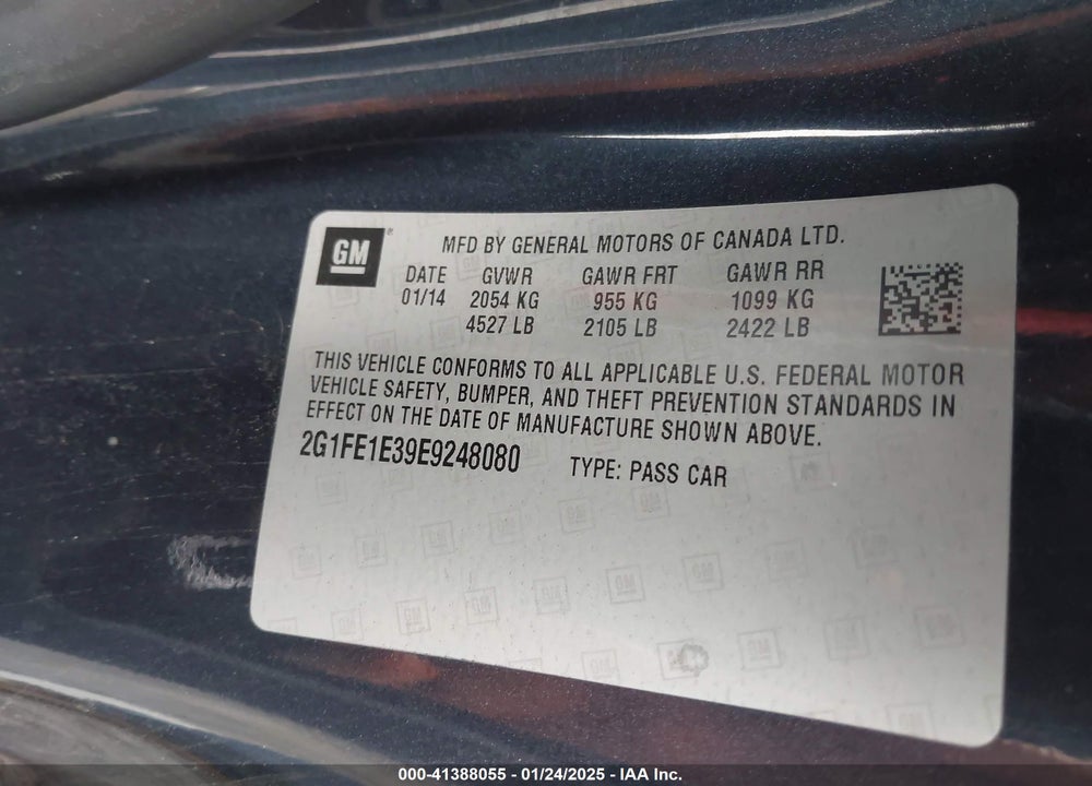 2014 CHEVROLET CAMARO VIN: 2G1FE1E39E9248080