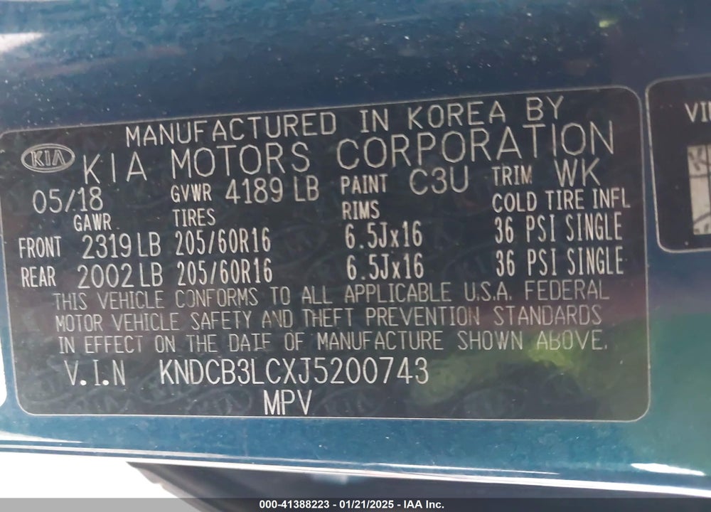 2018 KIA NIRO LX VIN: KNDCB3LCXJ5200743