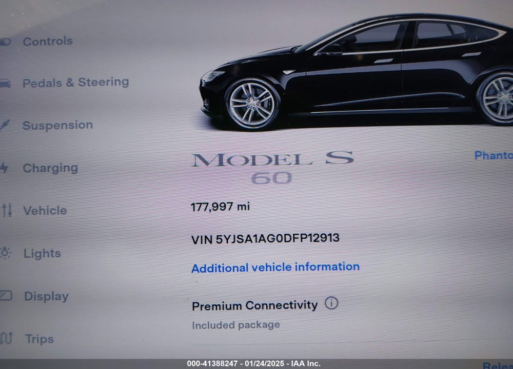 2013 TESLA MODEL S VIN: 5YJSA1AG0DFP12913
