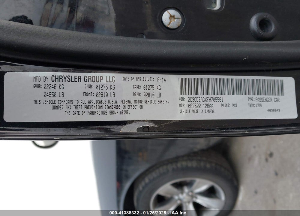 2015 DODGE CHALLENGER VIN: 2C3CDZAGXFH705561