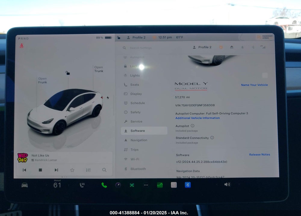 2022 TESLA MODEL Y PERFORMANCE DUAL MOTOR ALL-WHEEL DRIVE VIN: 7SAYGDEF9NF358308