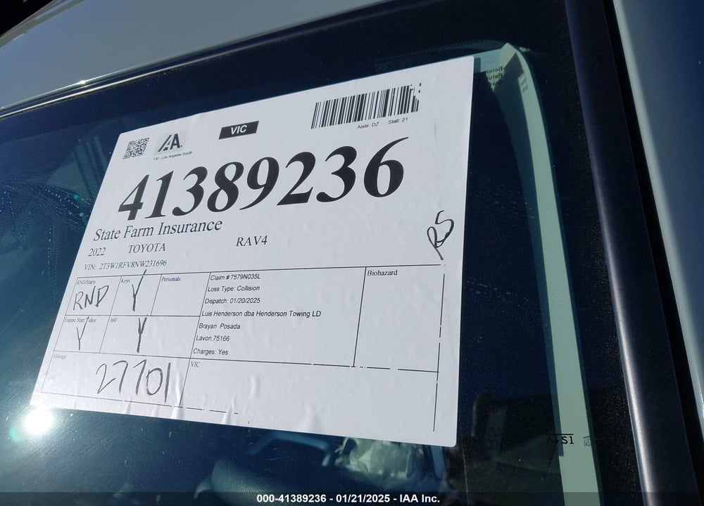 2022 TOYOTA RAV4 XLE VIN: 2T3W1RFV8NW231696