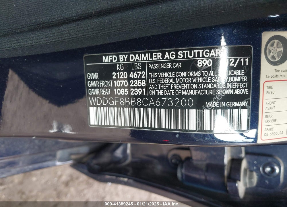 2012 MERCEDES-BENZ C 300 LUXURY 4MATIC/SPORT 4MATIC VIN: WDDGF8BB8CA673200