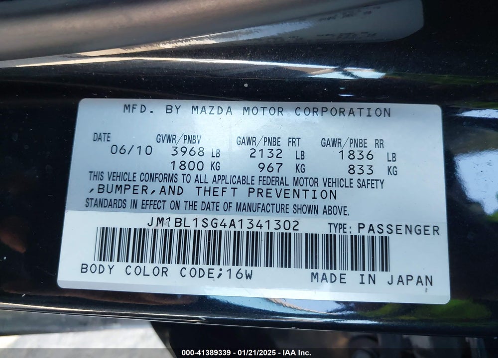 2010 MAZDA 3 I SPORT VIN: JM1BL1SG4A1341302