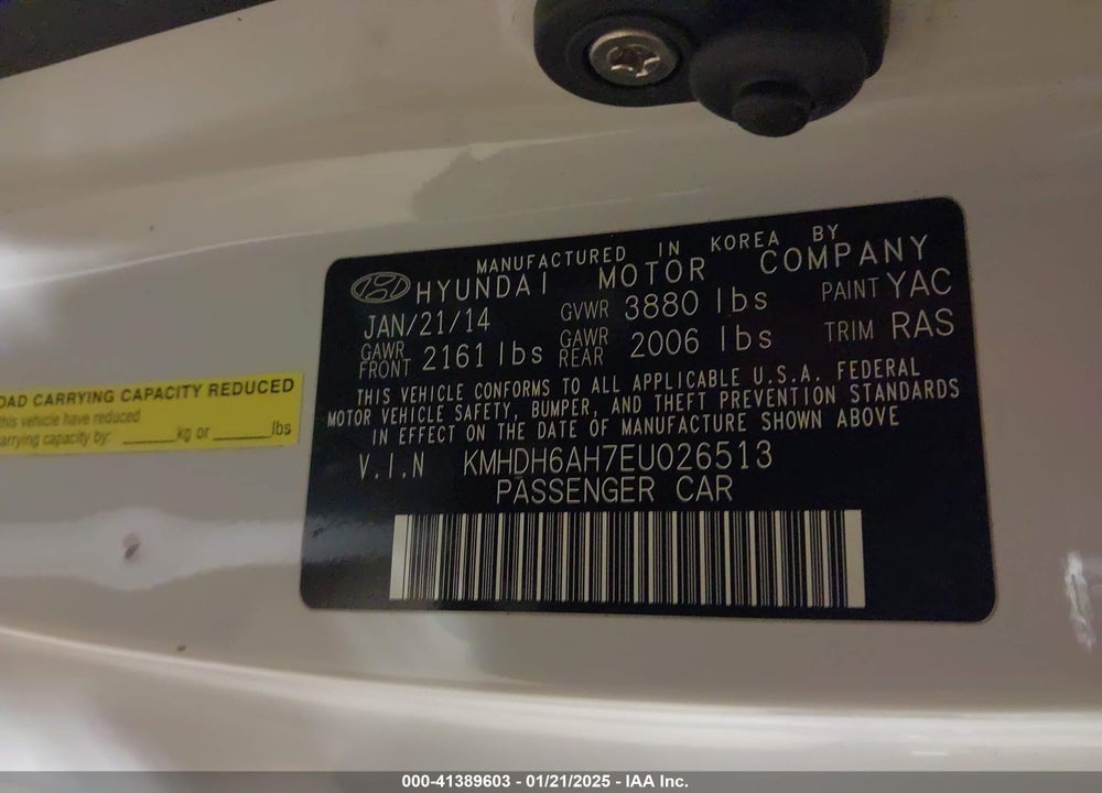 2014 HYUNDAI ELANTRA VIN: KMHDH6AH7EU026513