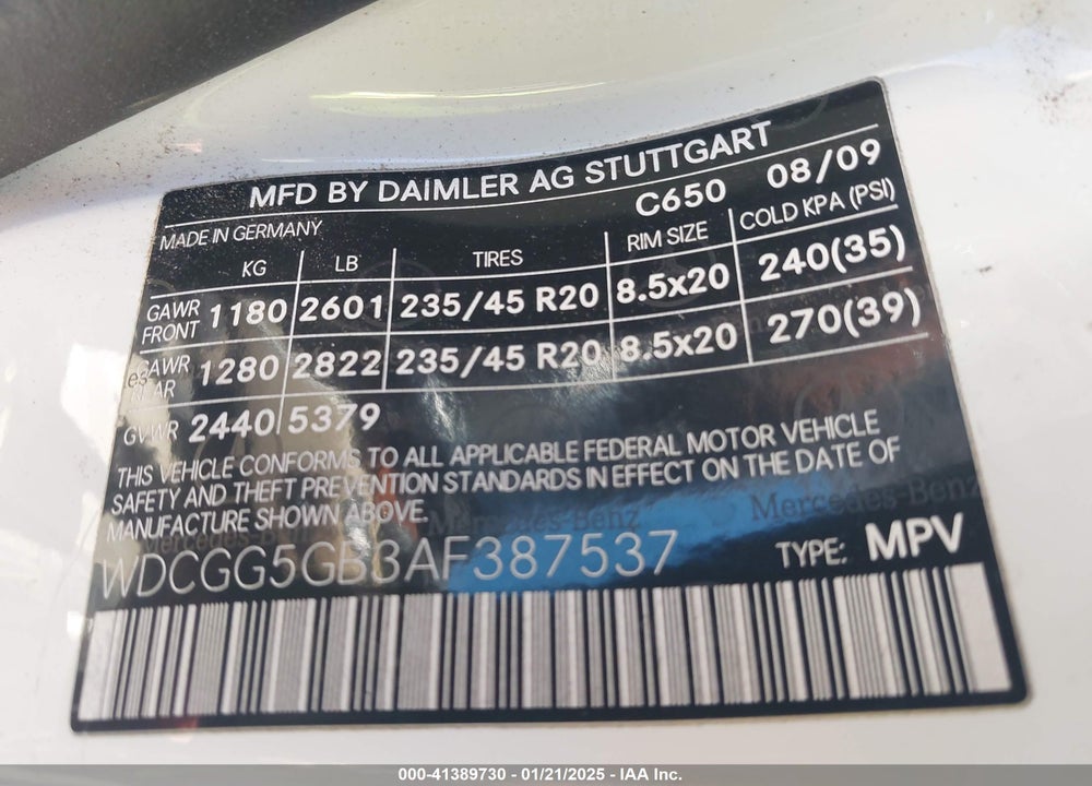 2010 MERCEDES-BENZ GLK 350 VIN: WDCGG5GB3AF387537
