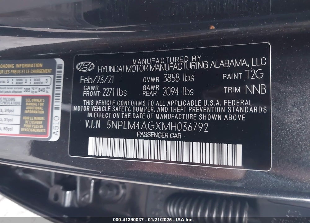2021 HYUNDAI ELANTRA VIN: 5NPLM4AGXMH036792