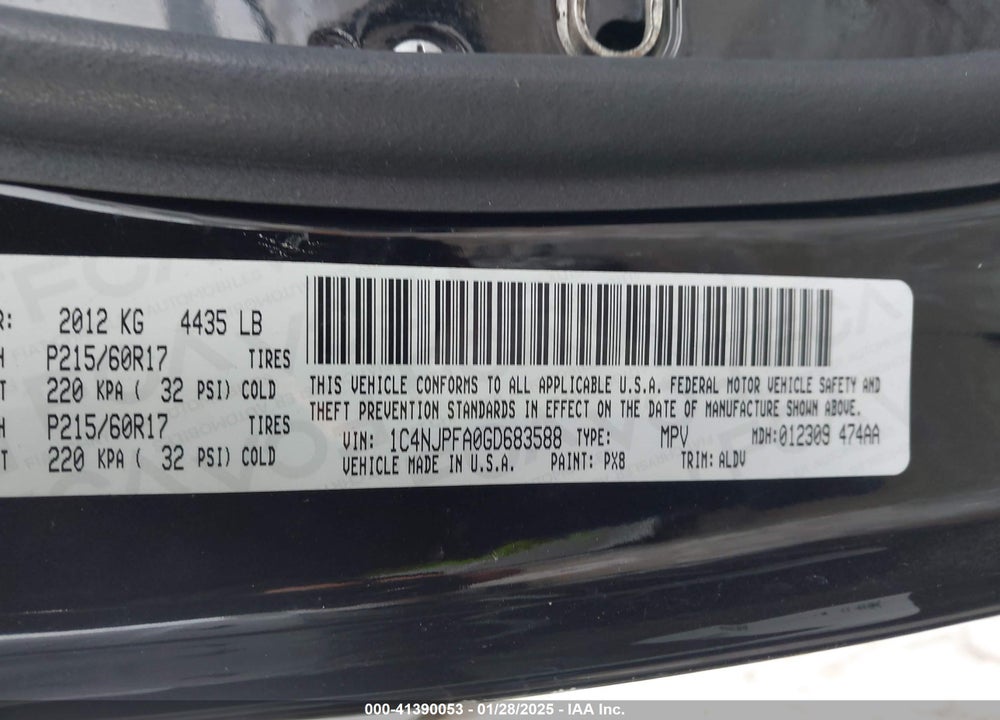 2016 JEEP PATRIOT HIGH ALTITUDE EDITION VIN: 1C4NJPFA0GD683588