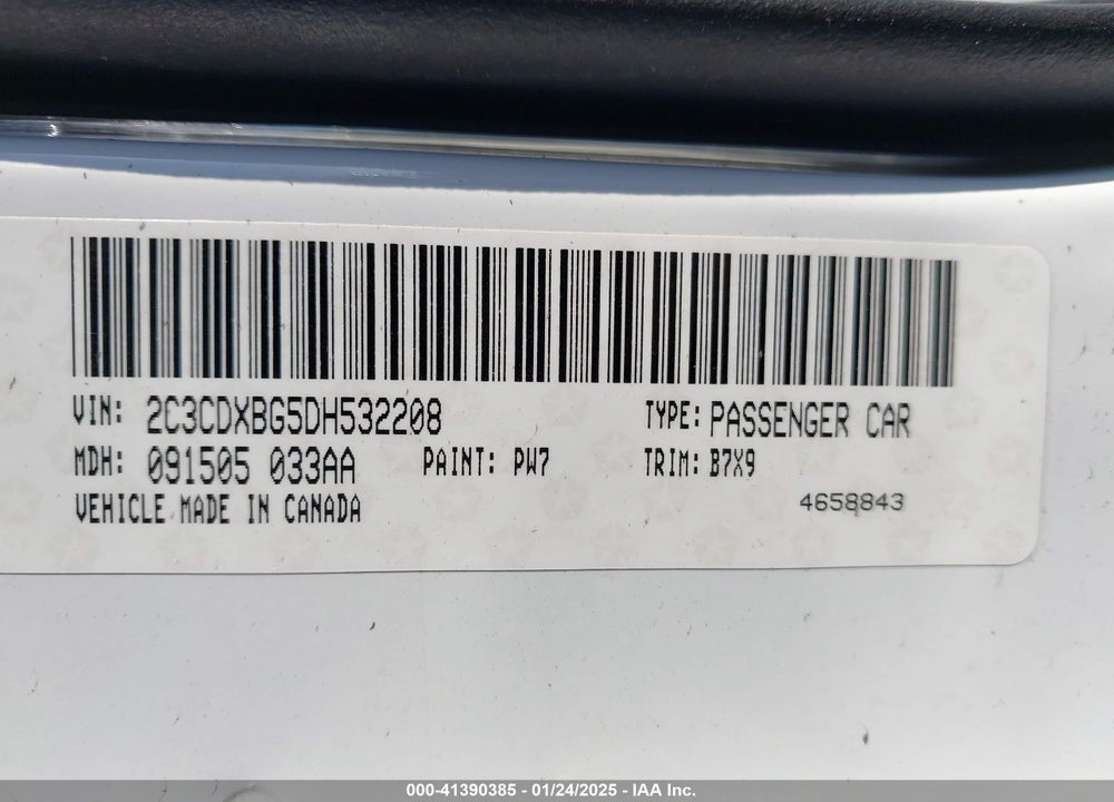2013 DODGE CHARGER VIN: 2C3CDXBG5DH532208