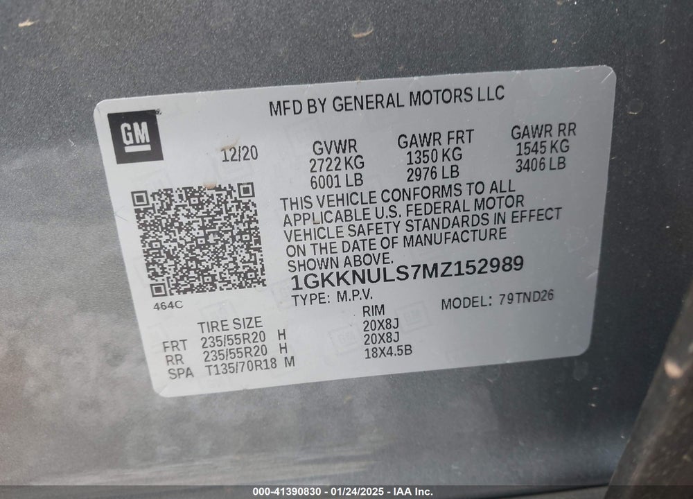 2021 GMC ACADIA AWD SLT VIN: 1GKKNULS7MZ152989