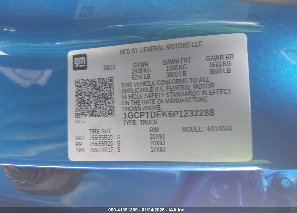 2023 CHEVROLET COLORADO VIN: 1GCPTDEK6P1232288