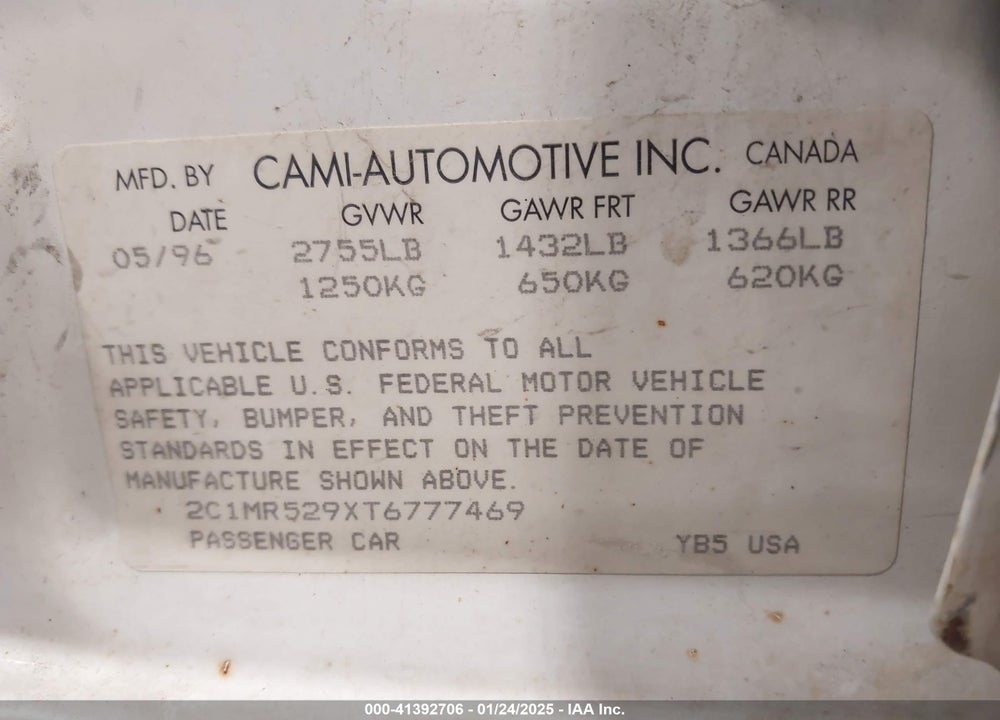 1996 GEO METRO LSI VIN: 2C1MR529XT6777469