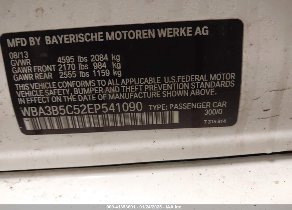 2014 BMW 328I VIN: WBA3B5C52EP541090