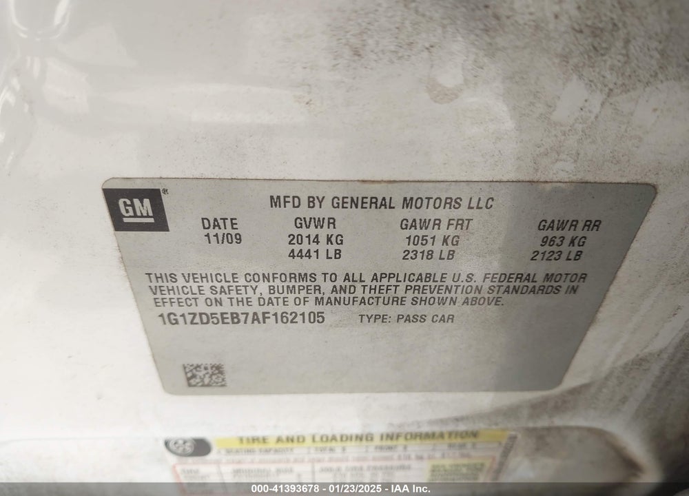 2010 CHEVROLET MALIBU LT VIN: 1G1ZD5EB7AF162105
