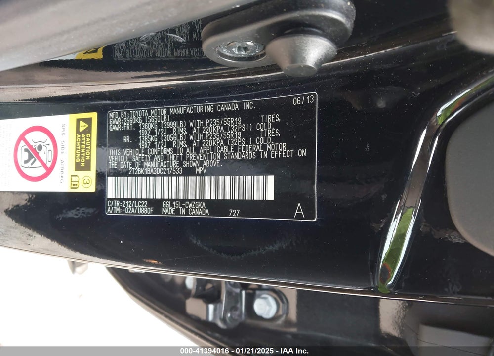 2013 LEXUS RX 350 F-SPORT VIN: 2T2BK1BA3DC217533
