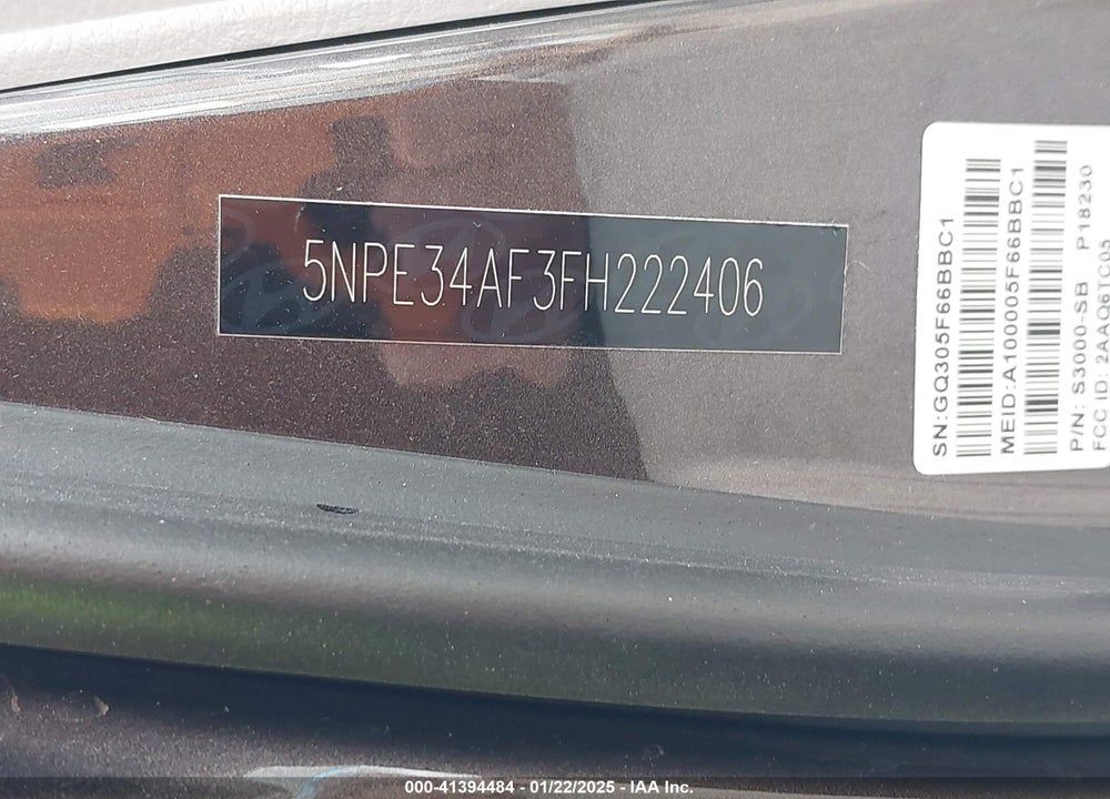 2015 HYUNDAI SONATA VIN: 5NPE34AF3FH222406