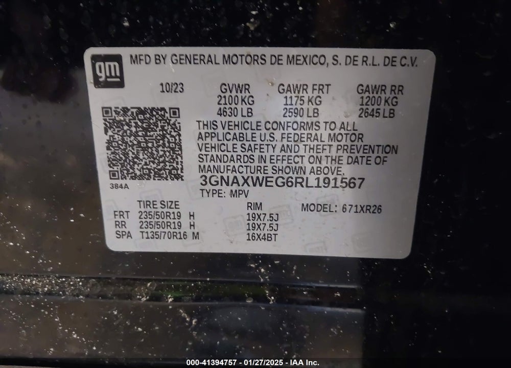2024 CHEVROLET EQUINOX AWD RS VIN: 3GNAXWEG6RL191567