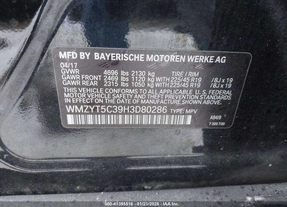 2017 MINI COUNTRYMAN COOPER S VIN: WMZYT5C39H3D80286