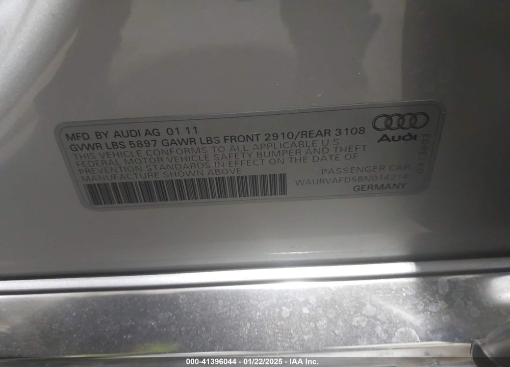 2011 AUDI A8 L 4.2 VIN: WAURVAFD5BN014214