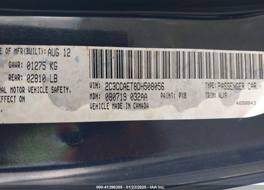 2013 CHRYSLER 300C VIN: 2C3CCAET8DH508056