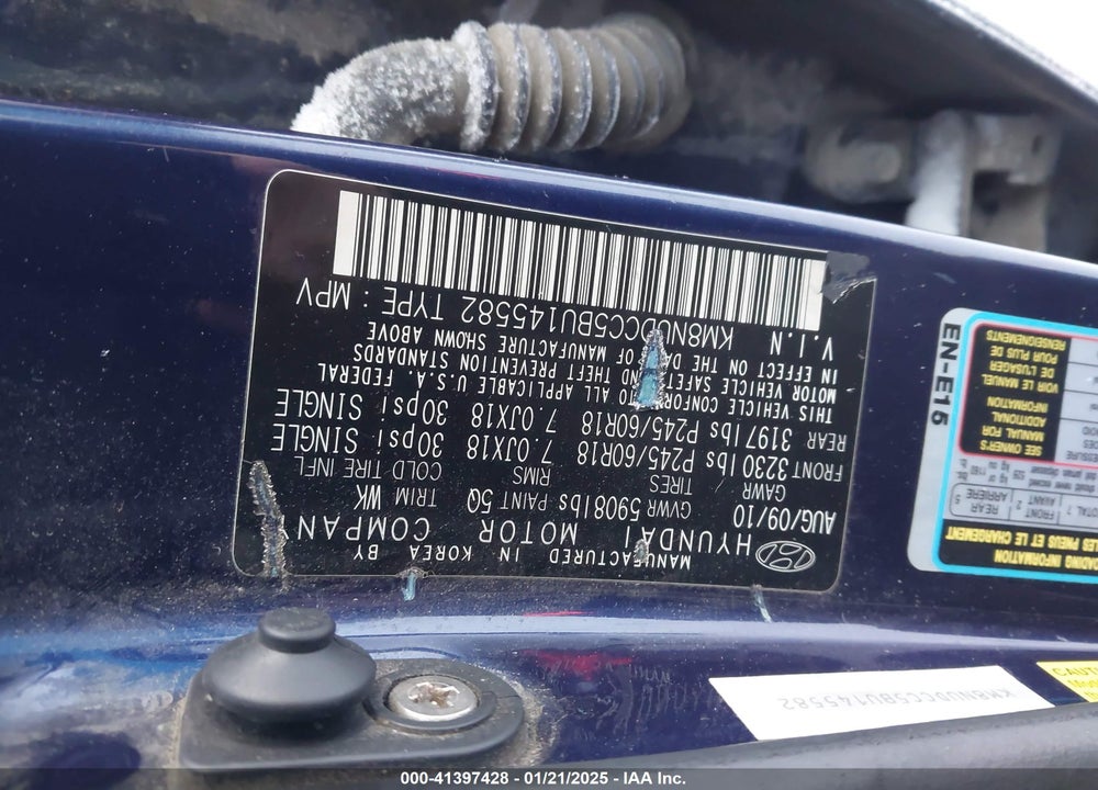 2011 HYUNDAI VERACRUZ LIMITED VIN: KM8NUDCC5BU145582