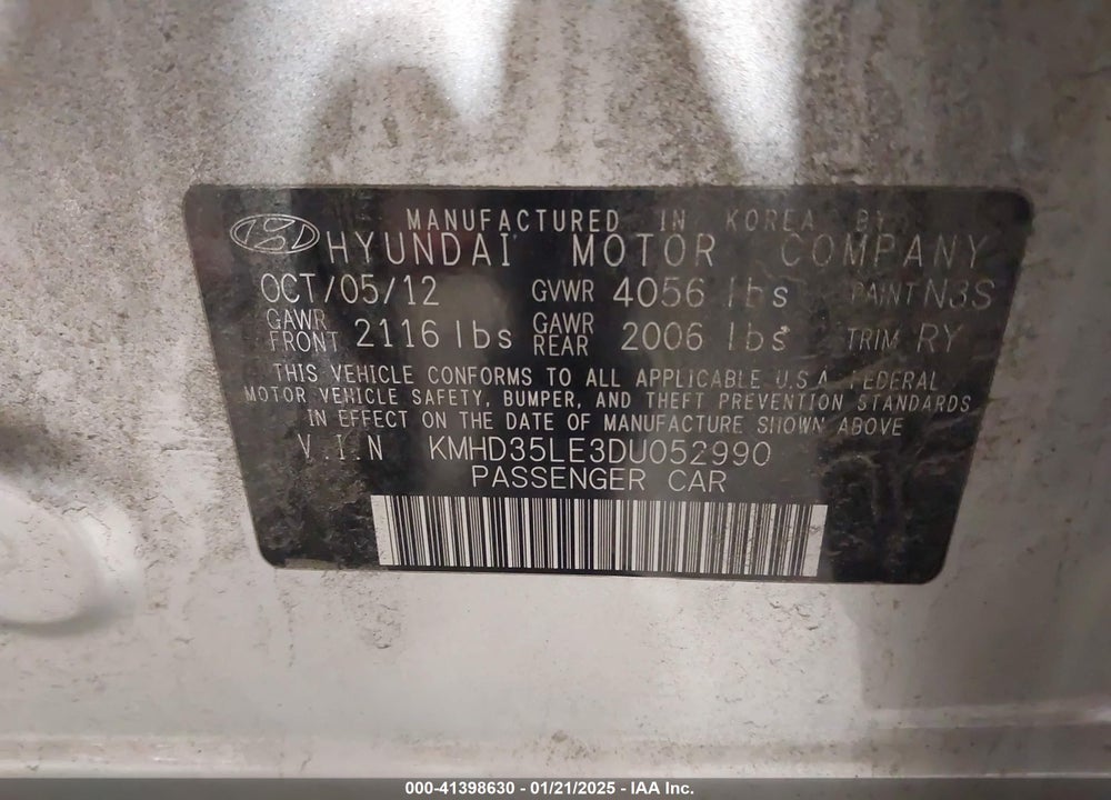 2013 HYUNDAI ELANTRA GT VIN: KMHD35LE3DU052990