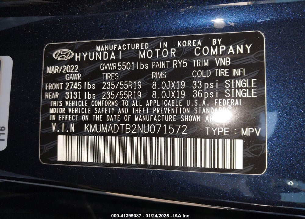 2022 GENESIS GV70 2.5T AWD VIN: KMUMADTB2NU071572