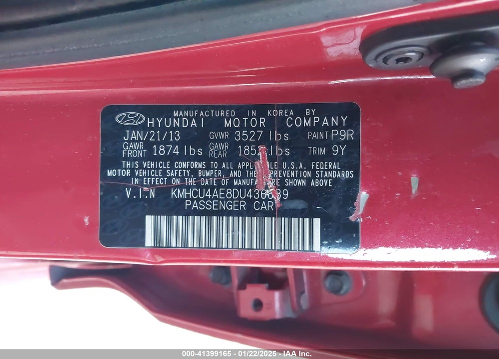 2013 HYUNDAI ACCENT VIN: KMHCU4AE8DU436639