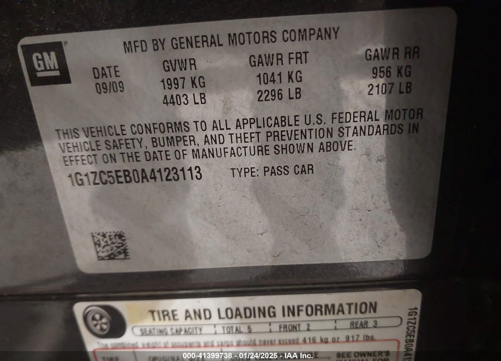 2010 CHEVROLET MALIBU VIN: 1G1ZC5EB0A4123113