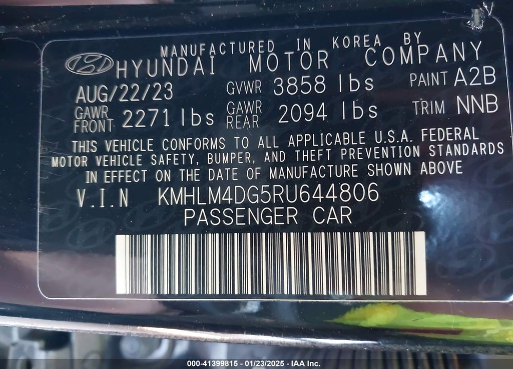 2024 HYUNDAI ELANTRA VIN: KMHLM4DG5RU644806