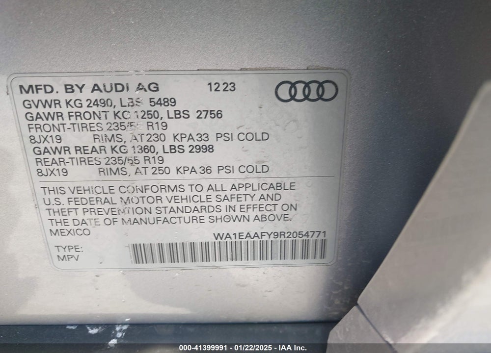 2024 AUDI Q5 PREMIUM PLUS 45 TFSI S LINE QUATTRO VIN: WA1EAAFY9R2054771