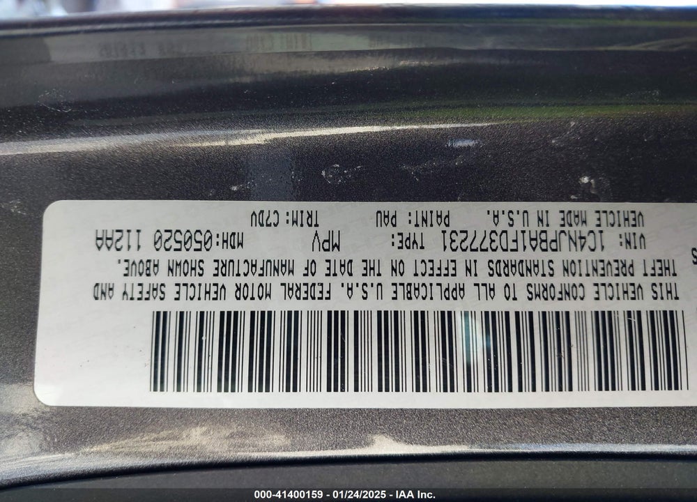 2015 JEEP PATRIOT SPORT VIN: 1C4NJPBA1FD377231