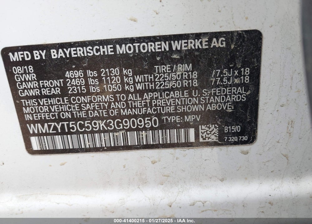 2019 MINI COUNTRYMAN COOPER S VIN: WMZYT5C59K3G90950