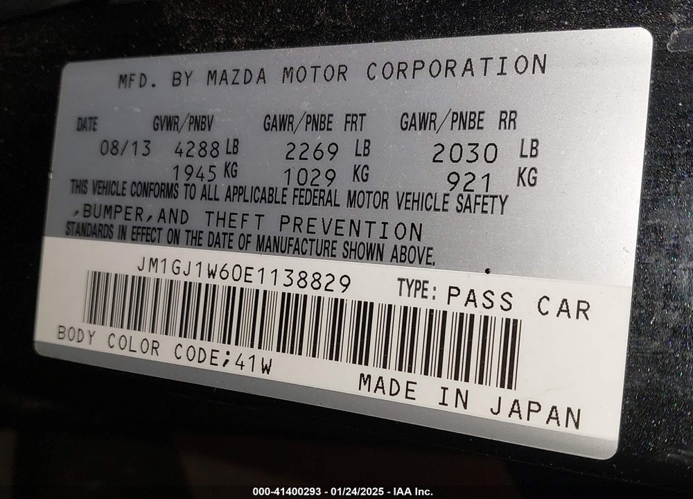 2014 MAZDA 6 I GRAND TOURING VIN: JM1GJ1W60E1138829