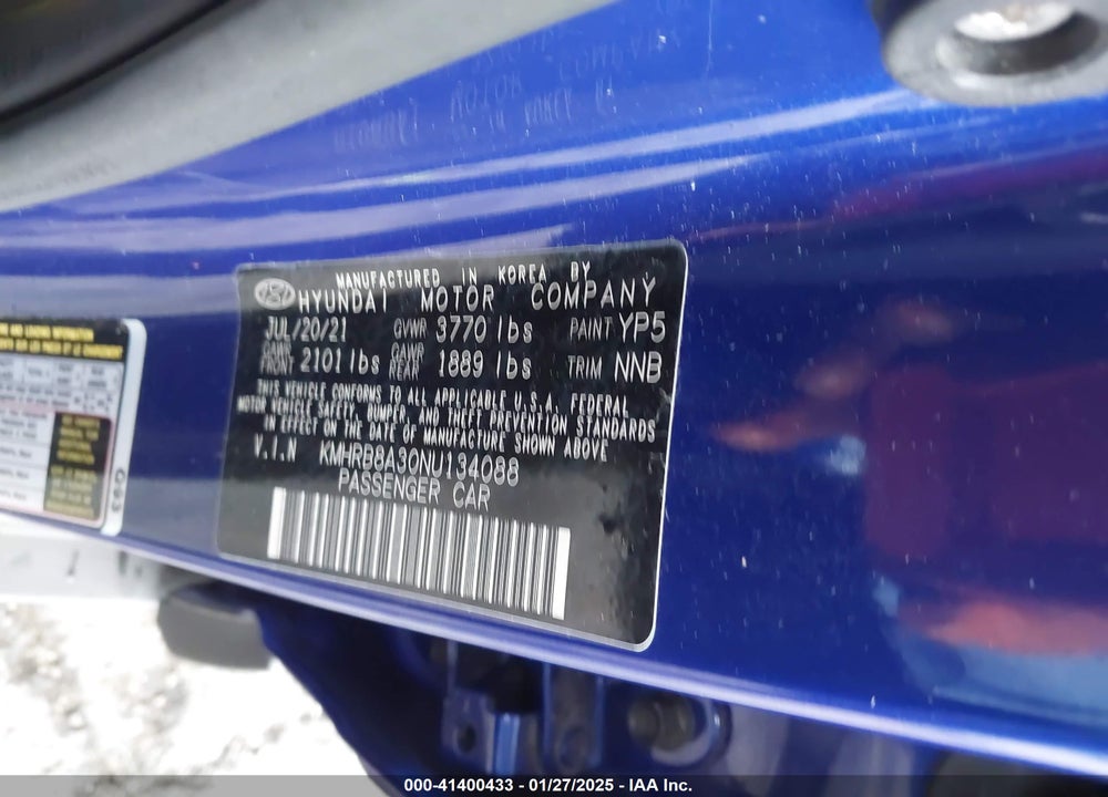 2022 HYUNDAI VENUE VIN: KMHRB8A30NU134088