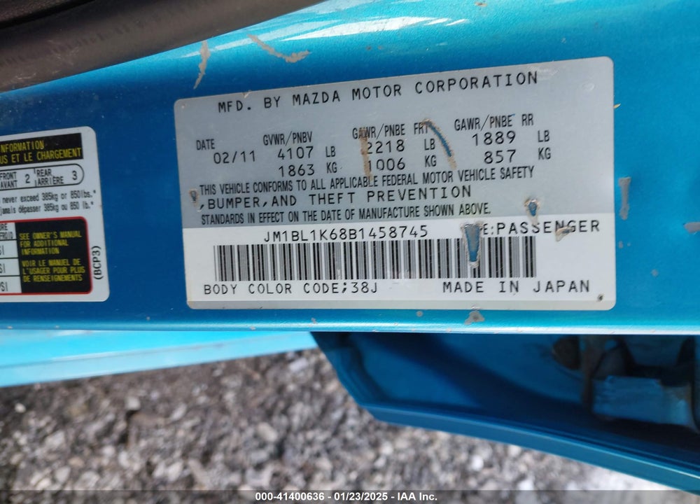2011 MAZDA 3 S SPORT VIN: JM1BL1K68B1458745