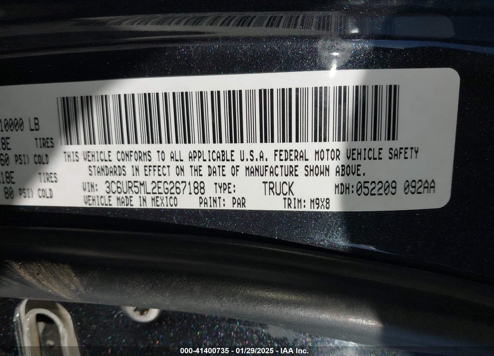 2014 RAM 2500 VIN: 3C6UR5ML2EG267188