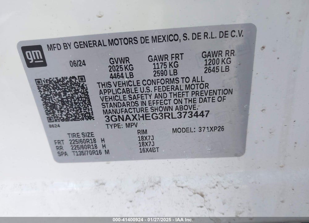 2024 CHEVROLET EQUINOX FWD LS VIN: 3GNAXHEG3RL373447