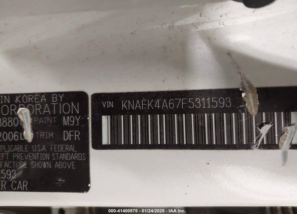 2015 KIA FORTE VIN: KNAFK4A67F5311593