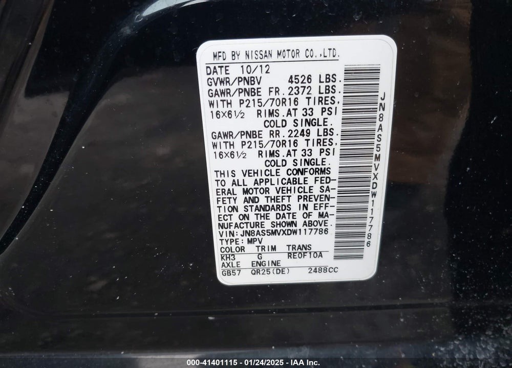 2013 NISSAN ROGUE VIN: JN8AS5MVXDW117786
