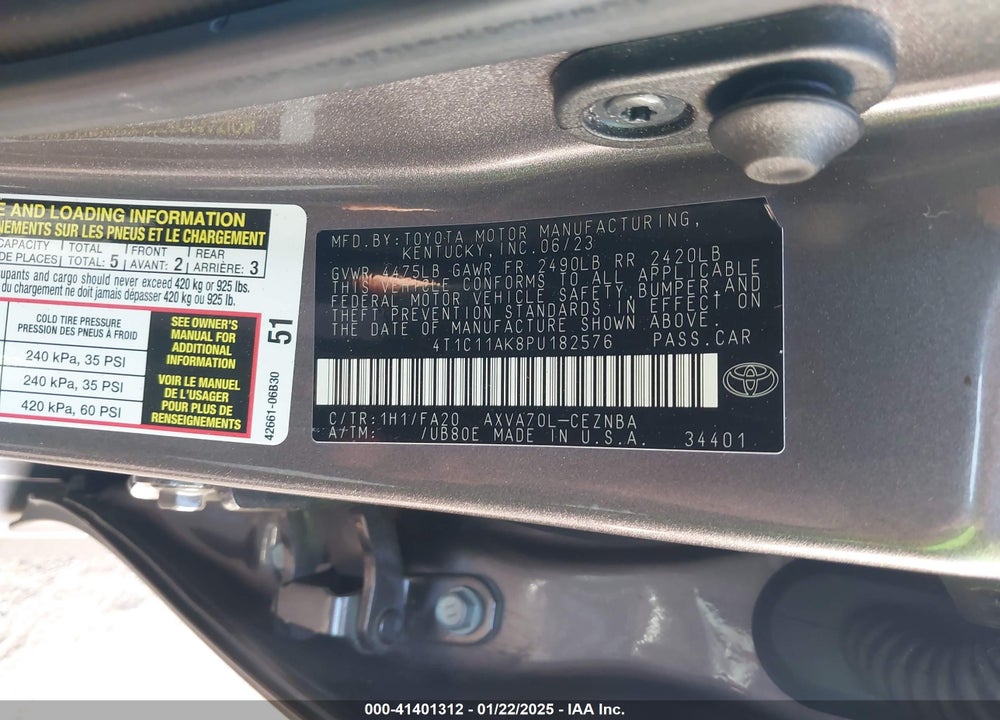 2023 TOYOTA CAMRY LE VIN: 4T1C11AK8PU182576