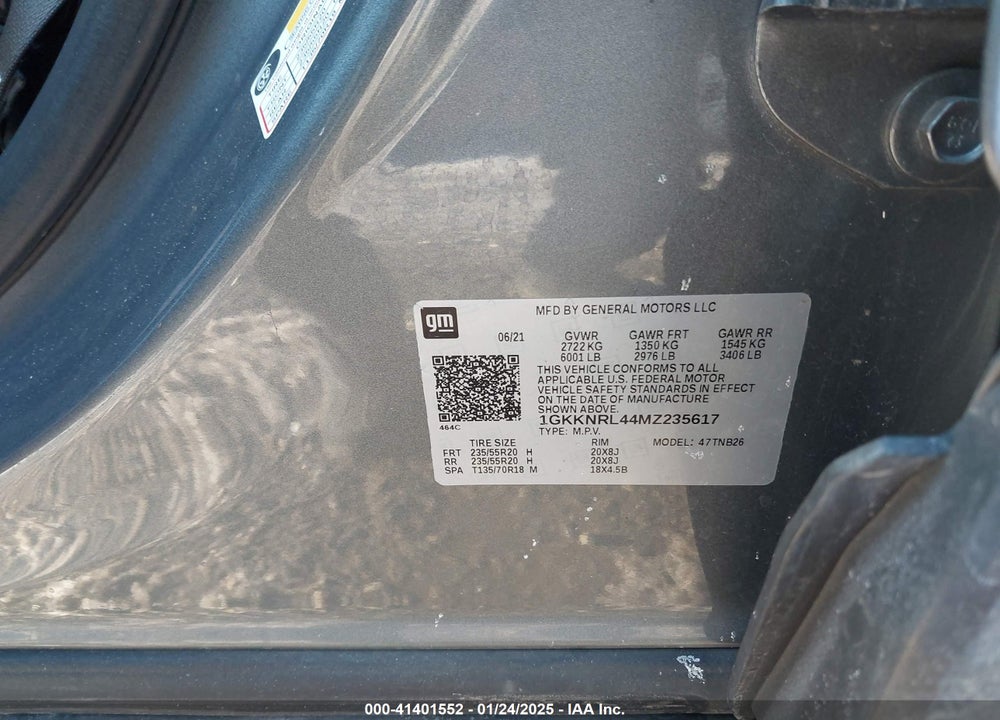 2021 GMC ACADIA AWD SLE VIN: 1GKKNRL44MZ235617