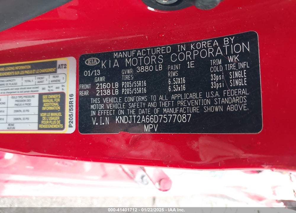 2013 KIA SOUL VIN: KNDJT2A66D7577087