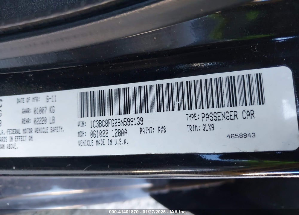 2011 CHRYSLER 200 S VIN: 1C3BC8FG2BN599139