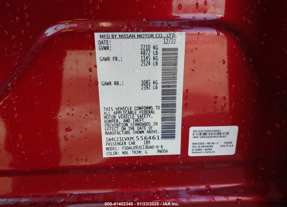 2023 NISSAN LEAF VIN: 1N4CZ1CVXPC556461
