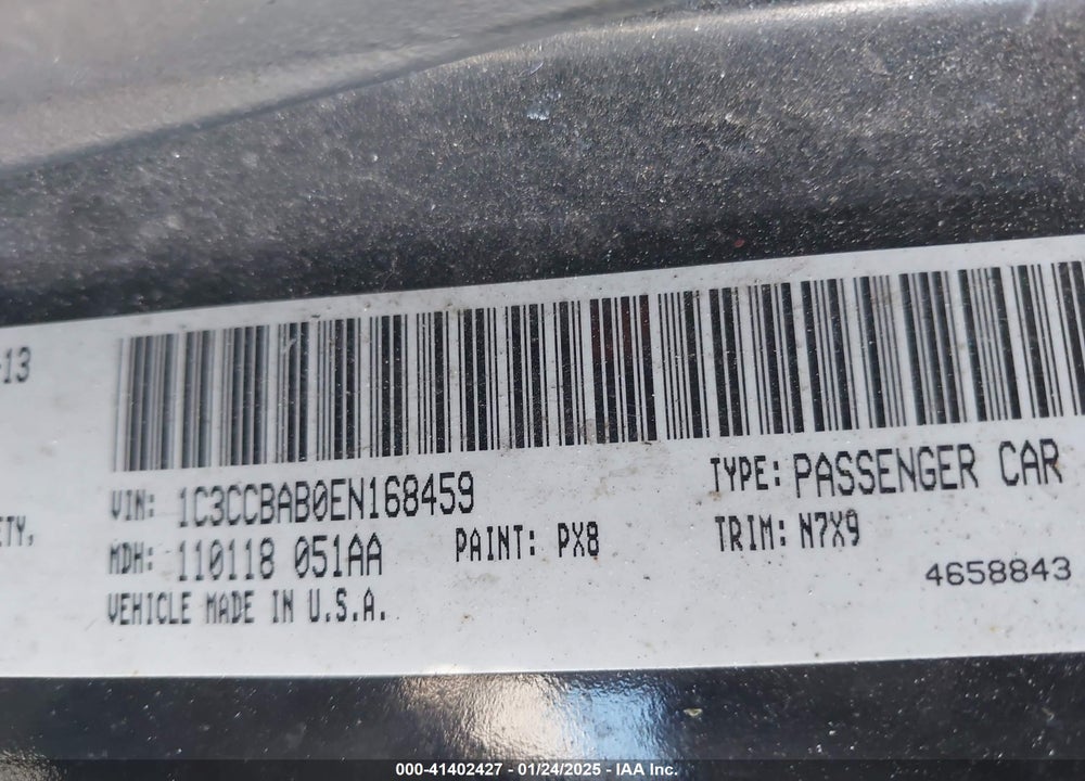 2014 CHRYSLER 200 VIN: 1C3CCBAB0EN168459