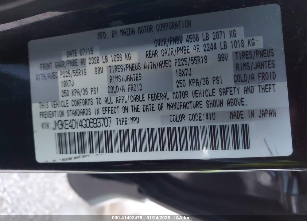 2016 MAZDA CX-5 GRAND TOURING VIN: JM3KE4DY4G0693707