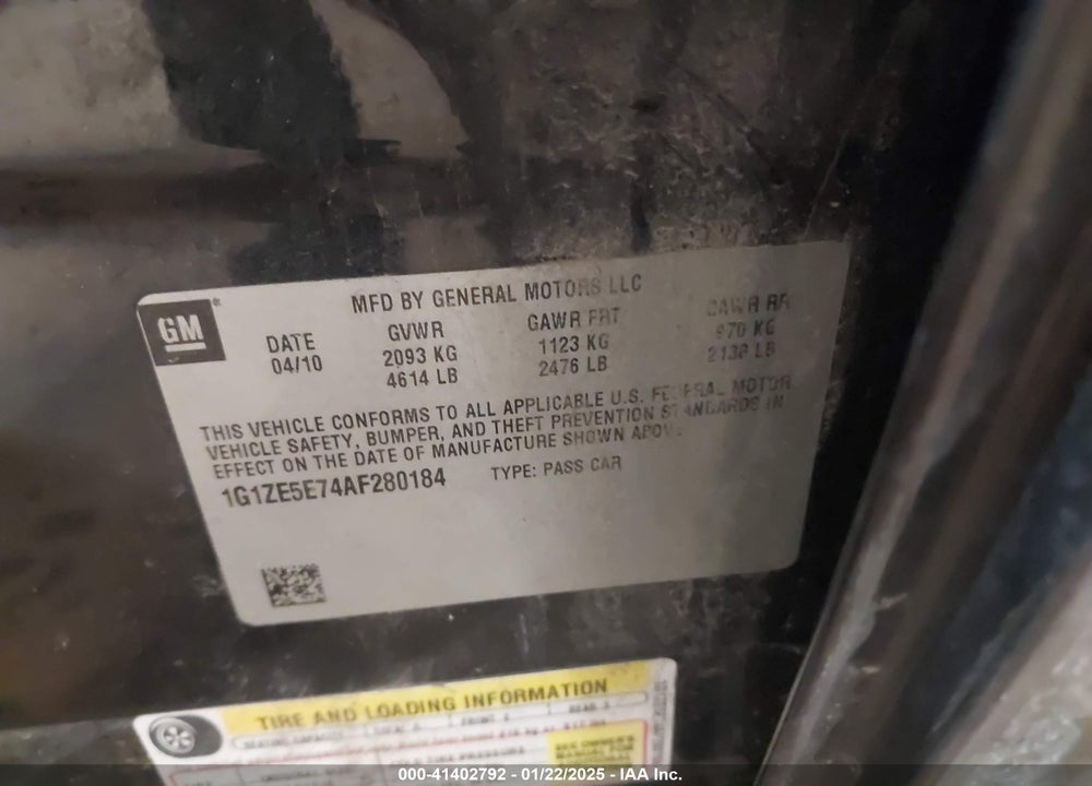 2010 CHEVROLET MALIBU LTZ VIN: 1G1ZE5E74AF280184
